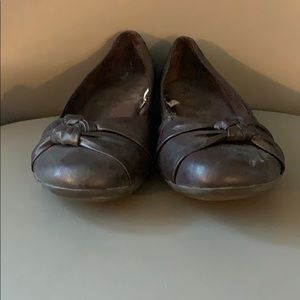 Dark brown leather flats